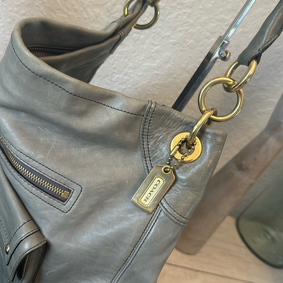 Coach Hampton Vintage Leather Hobo Large Brass Grey with Wallet!! - Picture 7 of 16